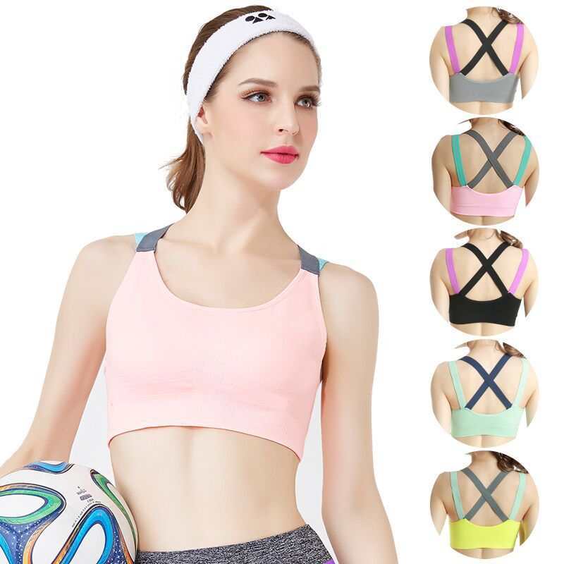 Cross-shaped backless sports bra vest, professional shockproof running fitness yoga bra, export underwear for women full figure
