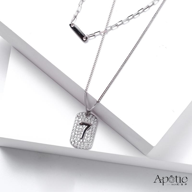 APOTIE 7 Letter brand necklace in white and gold details Picture