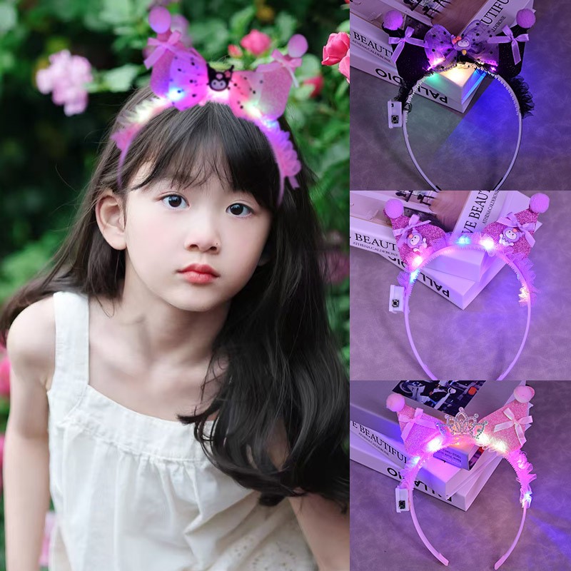 发光库洛米发箍儿童卡通蝴蝶结发饰可爱甜美发箍表演装扮头饰