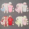 Wholesale foreign trade baby first birthday gift box, 8-piece set for newborns, baby crawling clothes, clothes, wipes and socks, 6 pieces details Picture