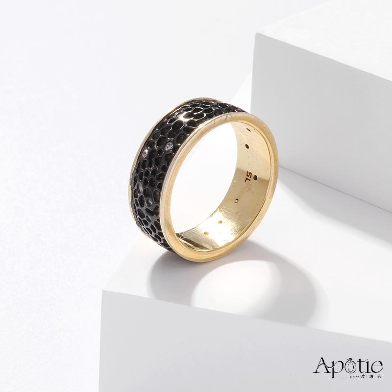 APOTIE pure Silver black ice Crack ring details Picture
