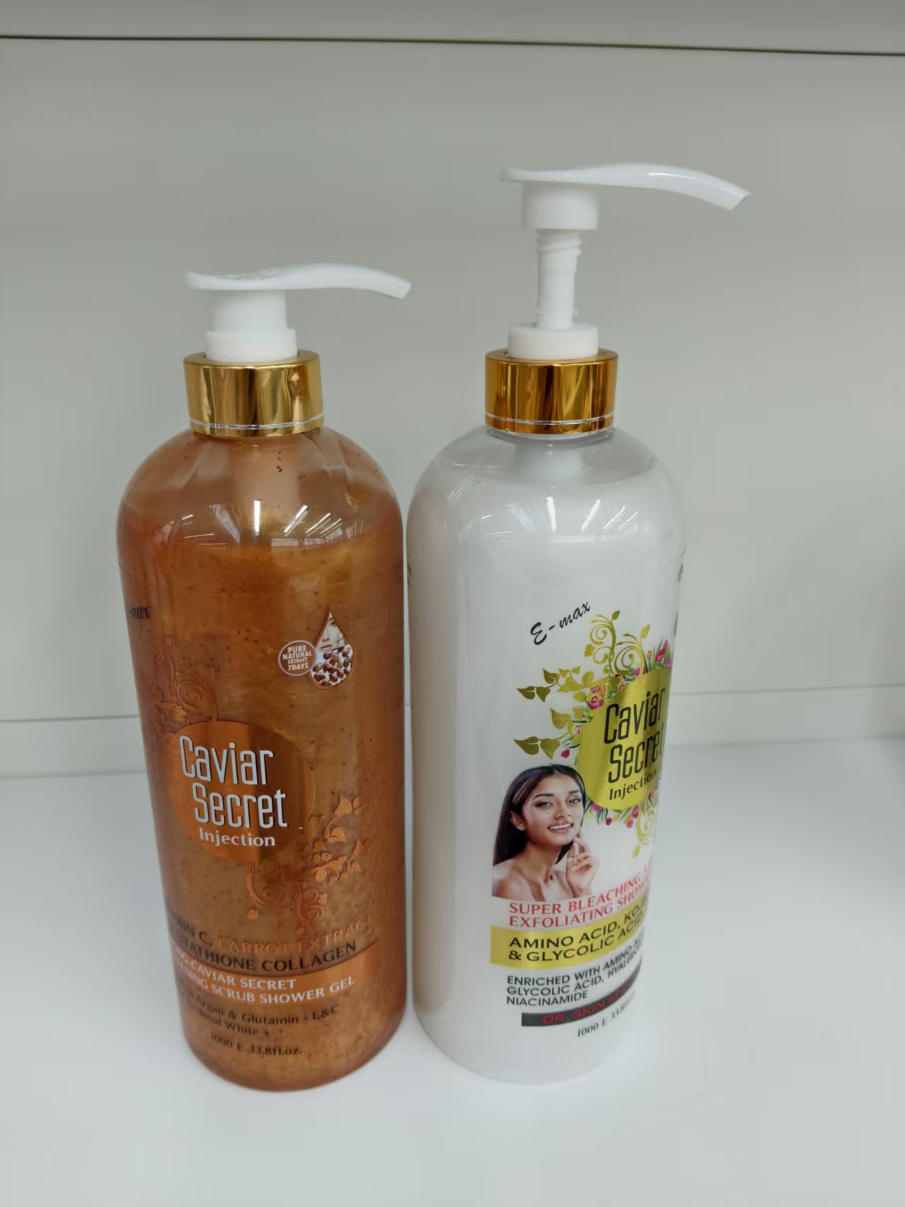 maxi limpio鱼子酱氨基酸香氛清洁保湿磨砂滋润沐浴露