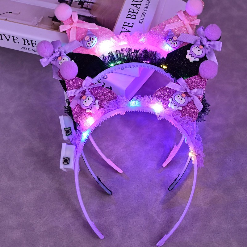 发光库洛米发箍儿童卡通蝴蝶结发饰可爱甜美发箍表演装扮头饰细节图