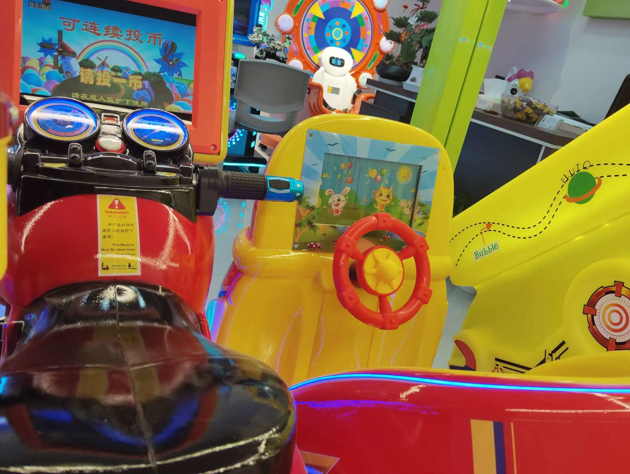 Factory direct sales of swing machines, rocking horses, square car games, Didi two-person motorcycles detail image 3