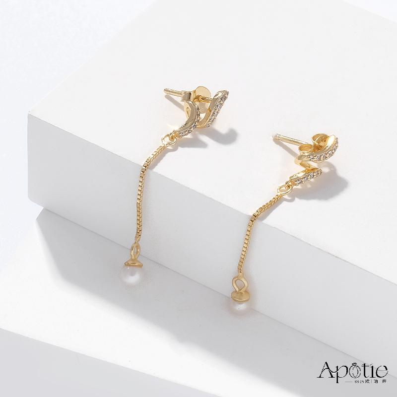 APOTIE Spiral Personalized Pearl Stud earrings Specification image