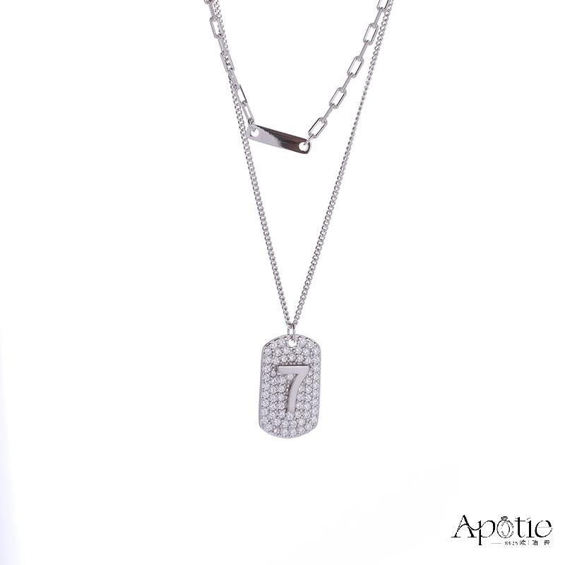 APOTIE 7 Letter brand necklace in white and gold