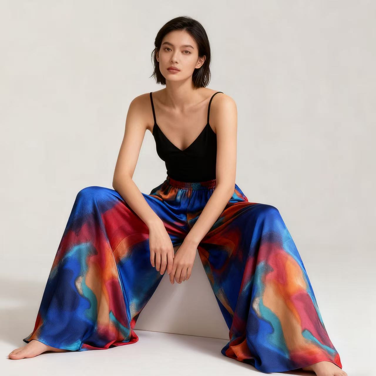 Mezclado imitación acetato satén deslumbrante mareo estampado satén brillante sag shun moq 50 metros soporte directo de fábrica adaptación personalizada moda/vestido tela en stock/tinte personalizado tela disponible poliéster Specification image