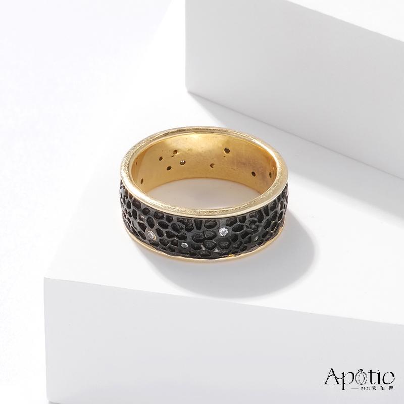 APOTIE pure Silver black ice Crack ring