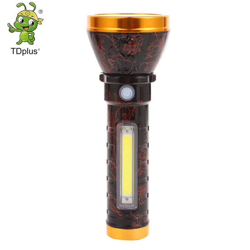 LED portable flashlight, ultra-long charged, TPC charging, strong light long-range, ordinary waterproof, aluminum alloy charging, strong light side lamp flashlight, outdoor self-driving tour, super bright, built-in 18650 battery Item Picture