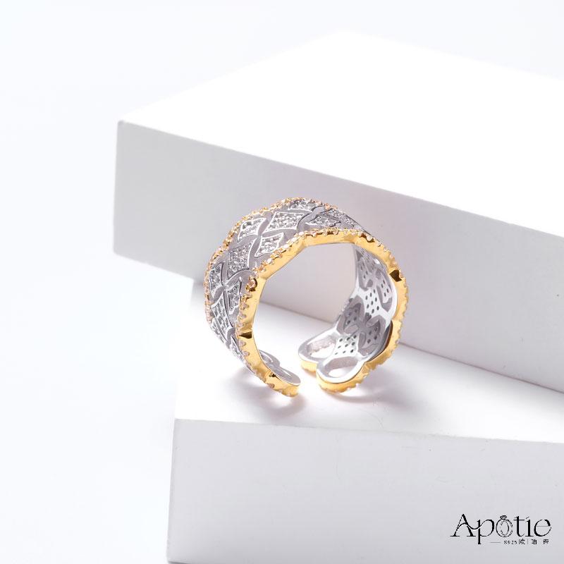 APOTIE pure silver Buccellite patterned Openwork women's ring details Picture