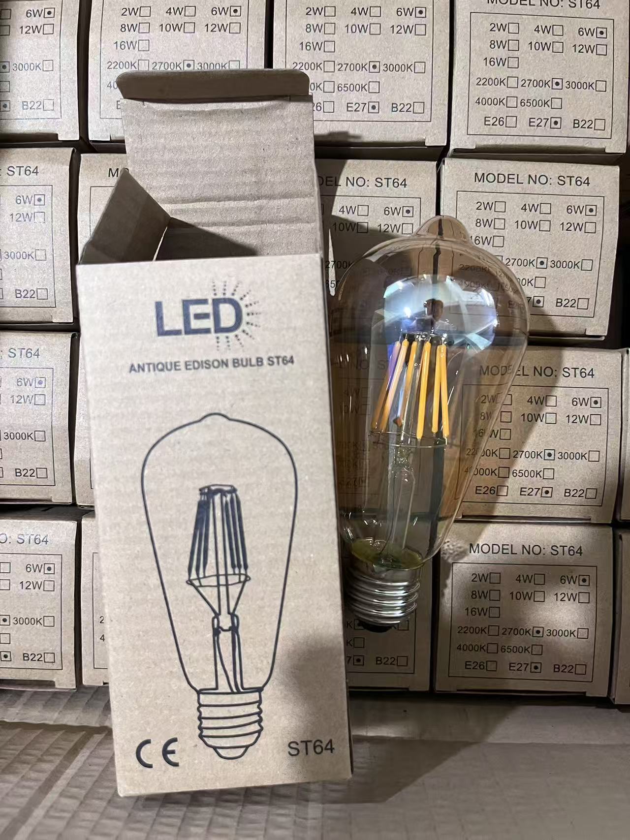 LED常规复古灯泡 ST64/A60/G95/G125 镀金/透明 玻璃 E27螺口 多种瓦数