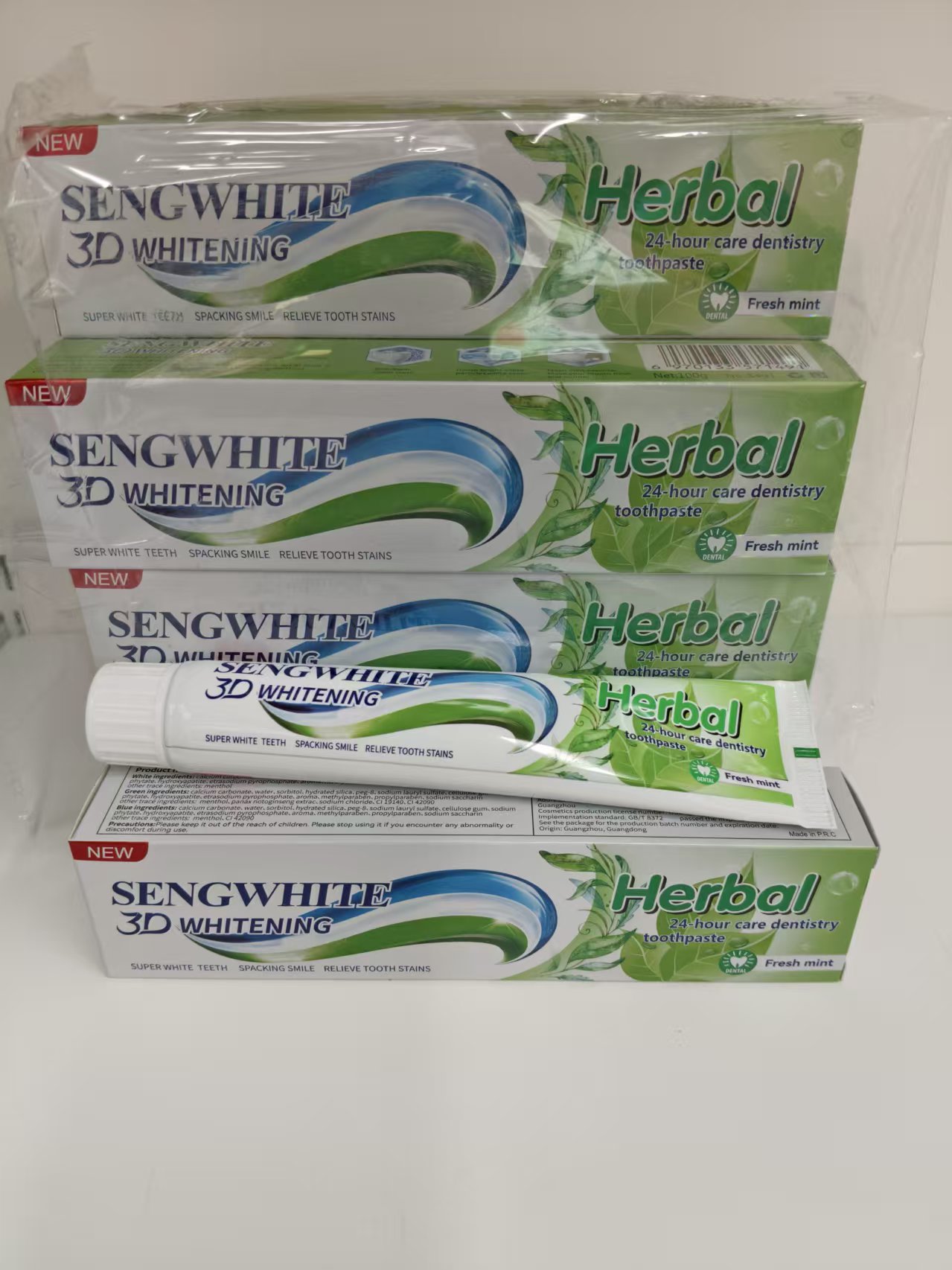 maxi limpio100g牙膏3D美白24小时保护清新薄荷牙膏