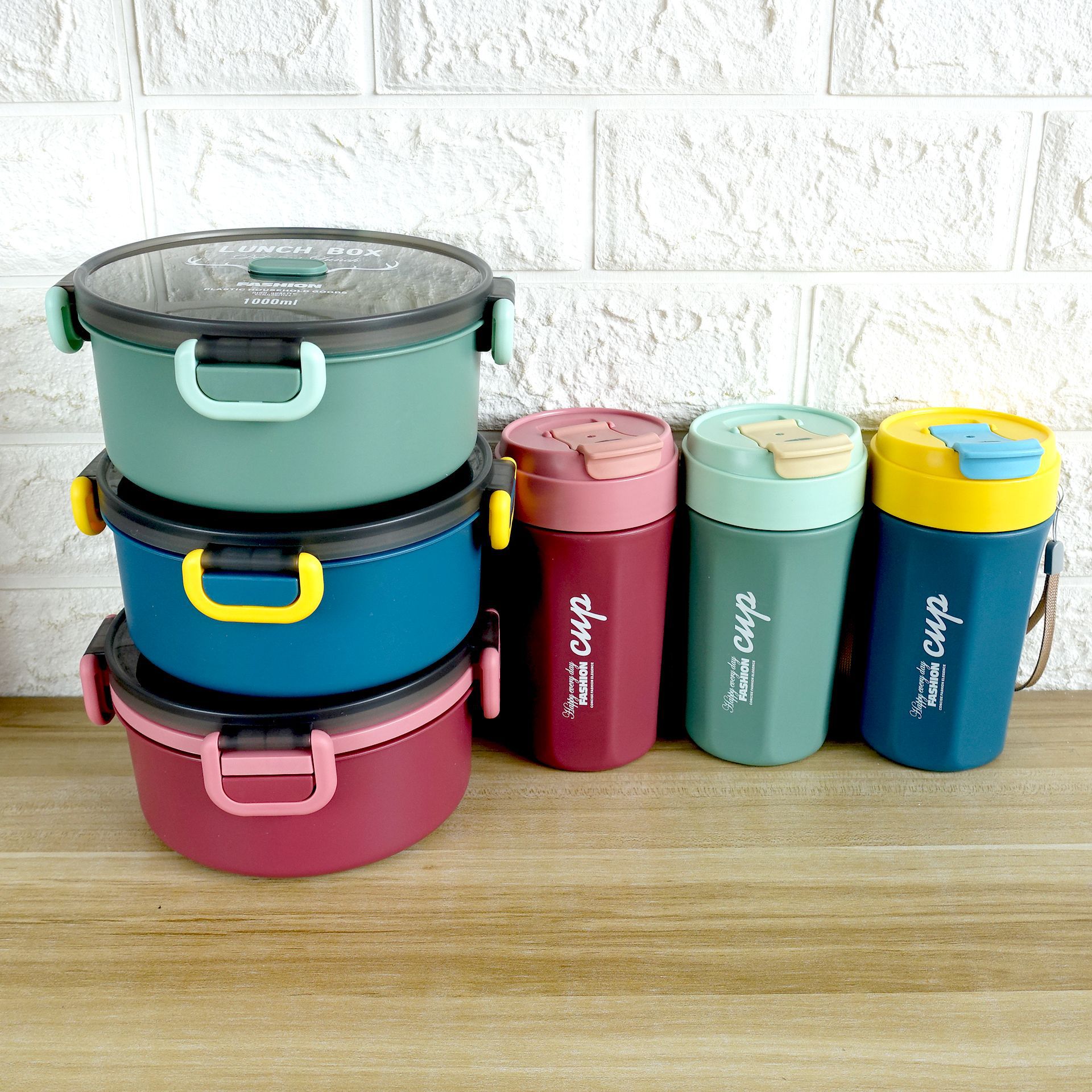 喜望上班族分格圆形双层饭盒户外便携塑料餐盒水果沙拉盒可微波便当盒产品图