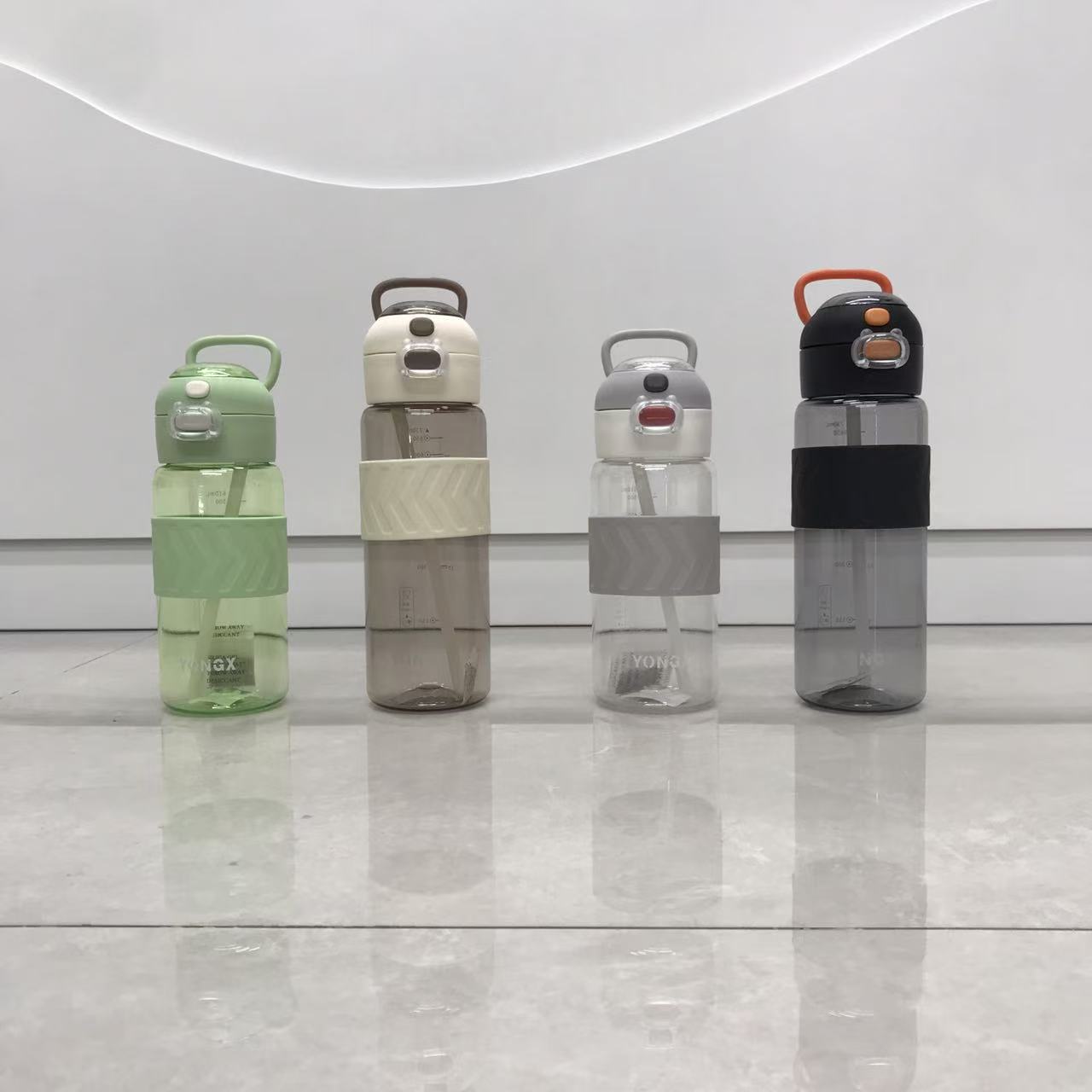 便携提手吸管水杯 防滑套防烫tritan杯 学生办公户外大容量防漏水杯 多色可选详情2