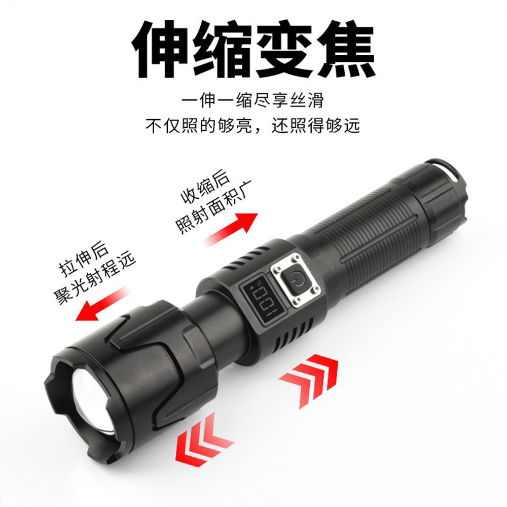 Long-endurance long-range zoom white laser high-intensity flashlight LED outdoor multi-functional rechargeable flashlight details Picture