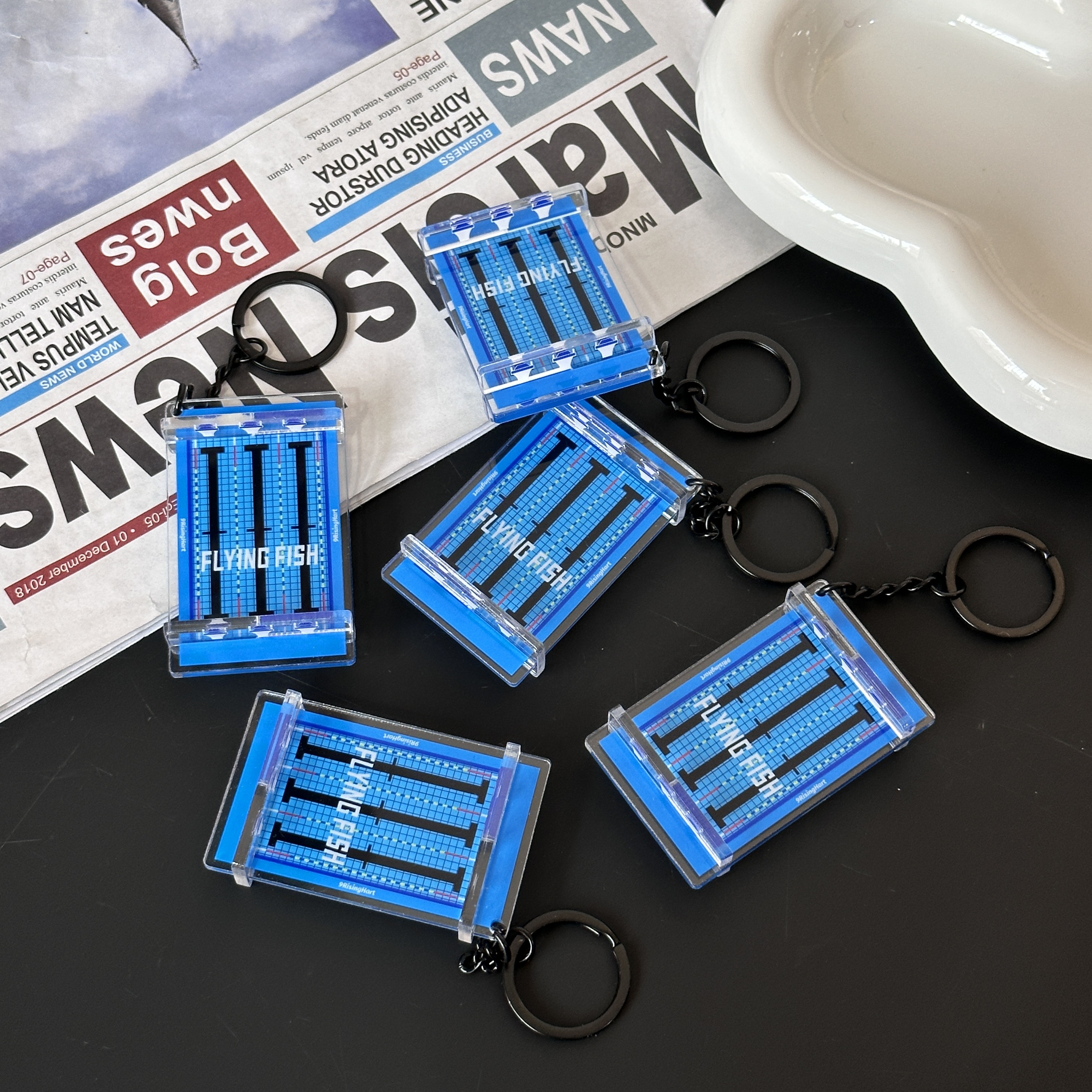 新款体育迷你亚克力立体游泳池车钥匙扣挂件游泳馆文创礼品纪念品