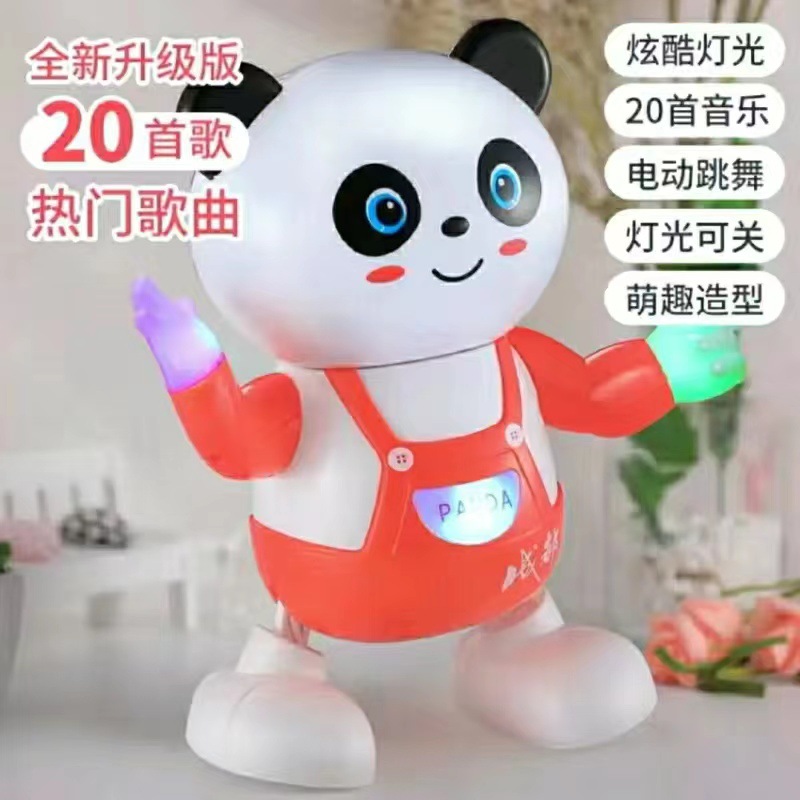 新款电动跳舞打鼓熊猫摇摆机器人扭动灯光音乐儿童玩具人产品图