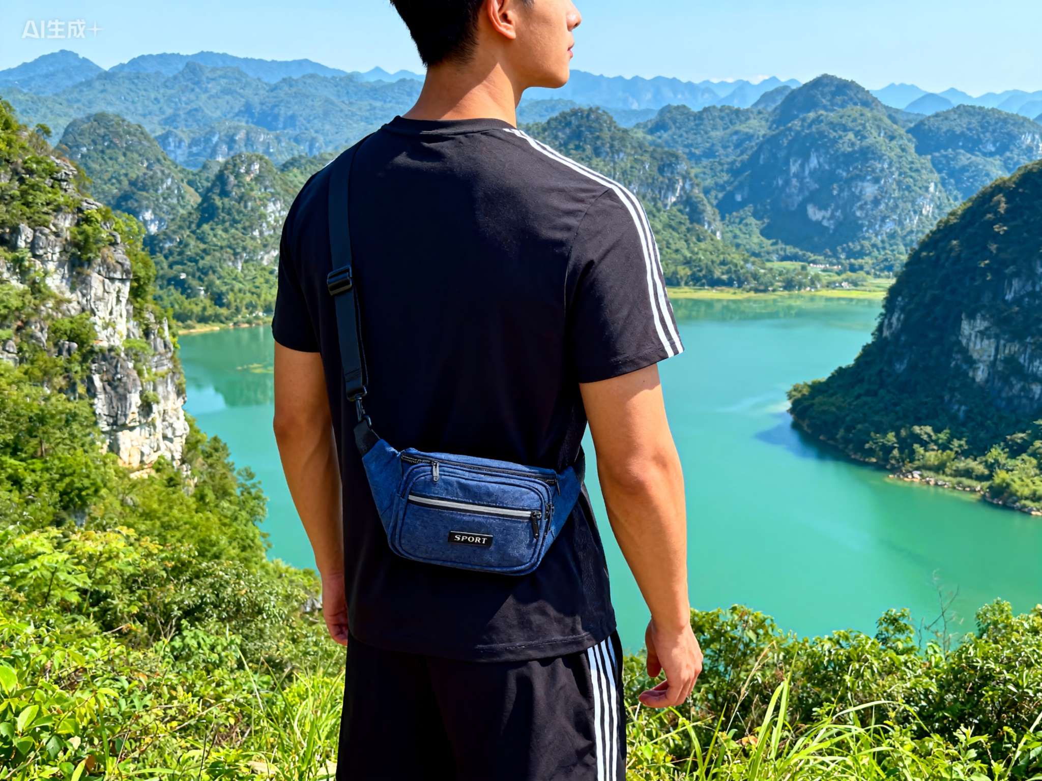 2025 Manufacturer's multi-functional waist bag, mobile phone bag, outdoor sports bag, large-capacity men's and women's business wallet, casual crossbody bag, wholesale and retail for foreign trade detail image 16