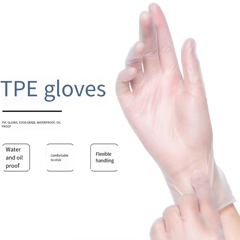 Factory direct sales of thickened disposable TPE gloves for food, baking, catering, beauty and hair care, and household box-packed pull-out gloves Item Picture