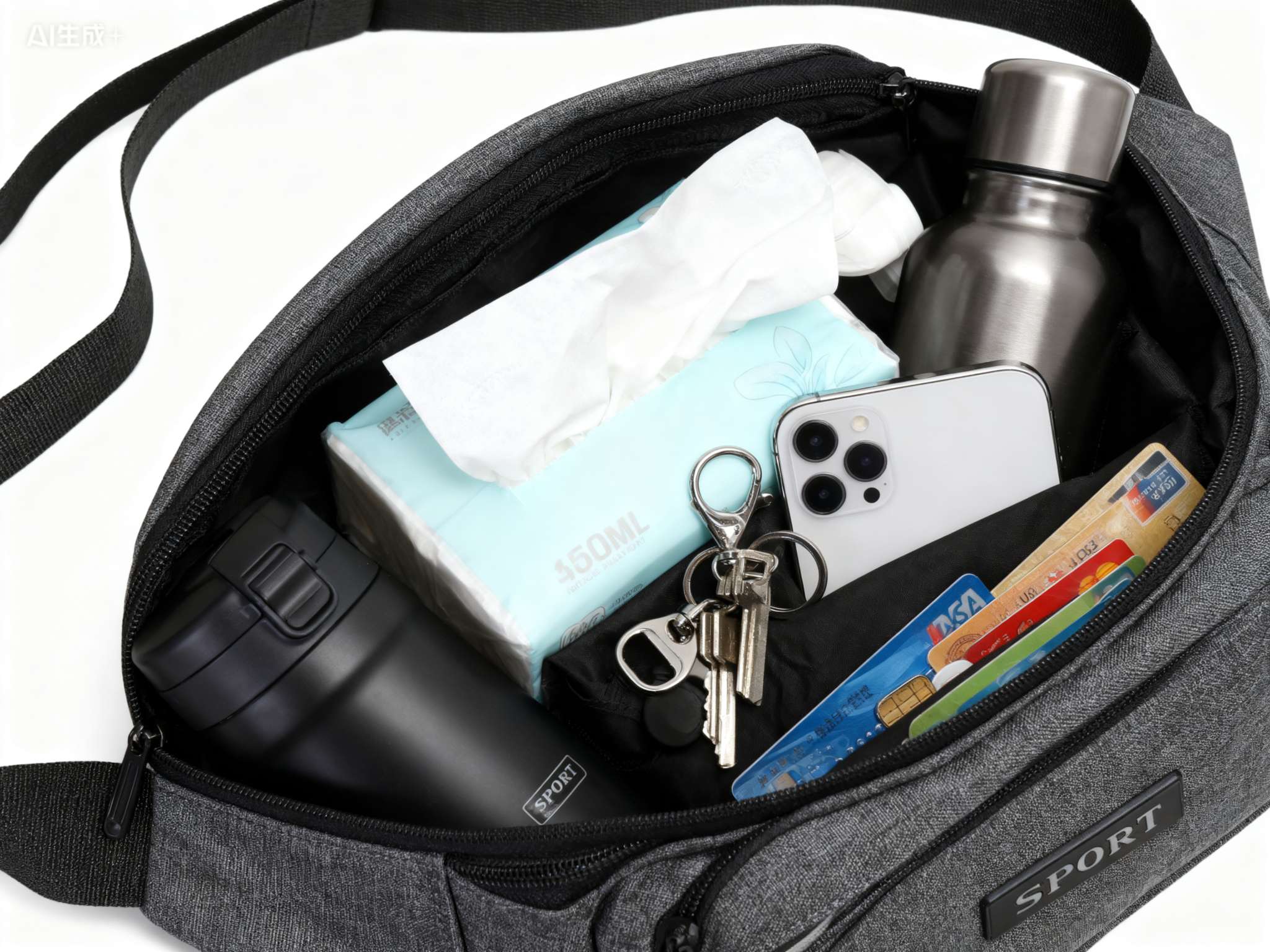 2025 Manufacturer's multi-functional waist bag, mobile phone bag, outdoor sports bag, large-capacity men's and women's business wallet, casual crossbody bag, wholesale and retail for foreign trade detail image 9