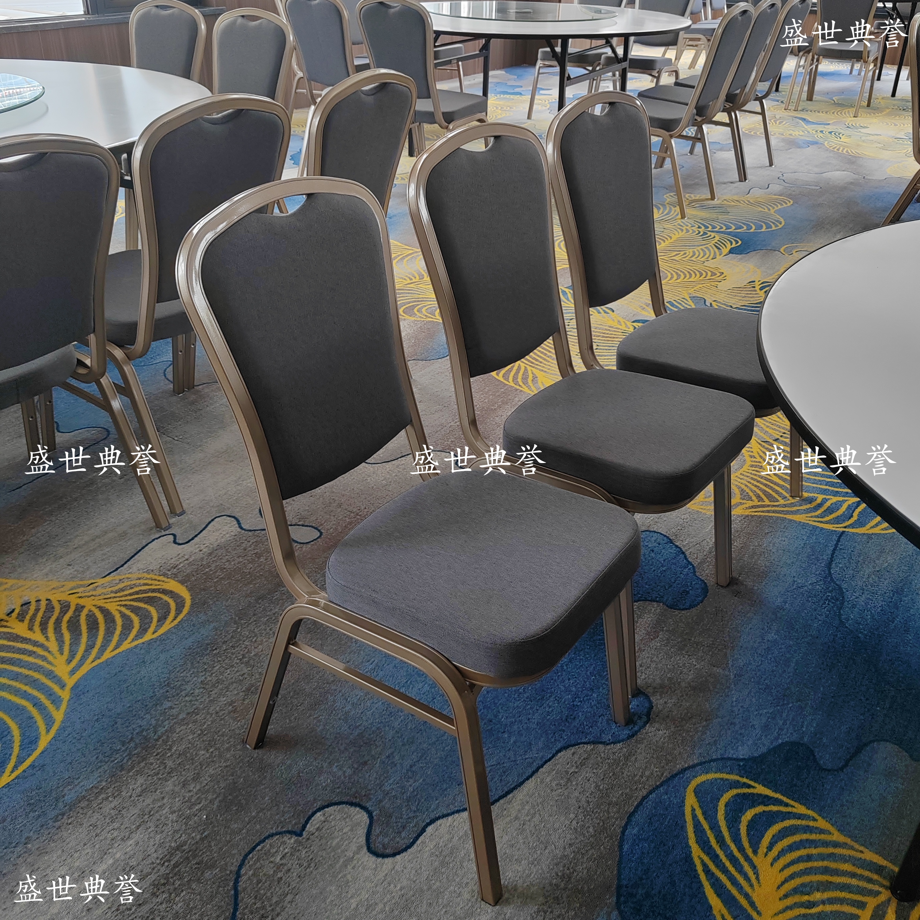 莆田国际酒店宴会家具会议中心铝合金椅子多功能厅婚宴折叠餐桌椅