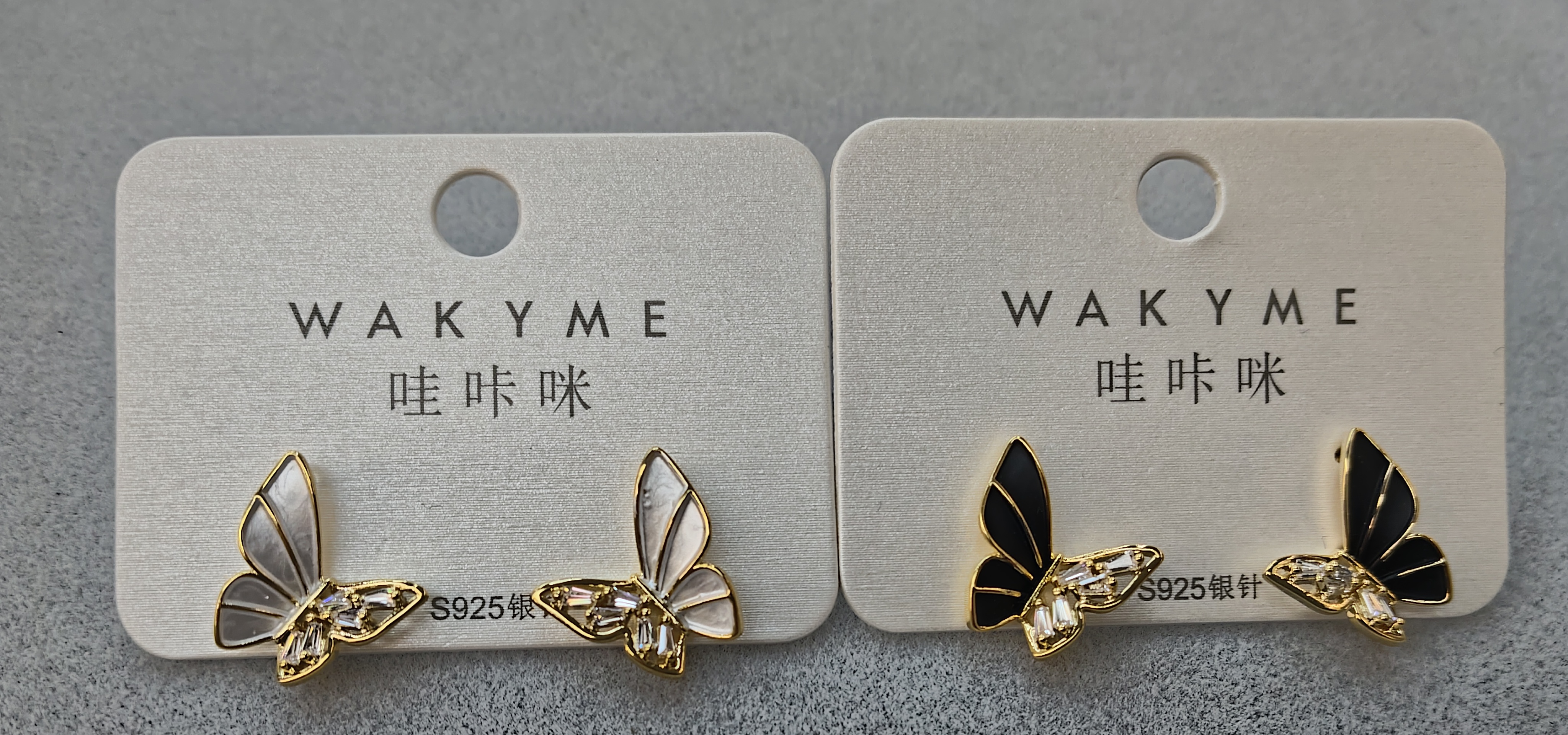 Waka Mi 2025 Butterfly Stud Earrings, black and white, S925 silver needle, exquisite and elegant, fashionable and versatile