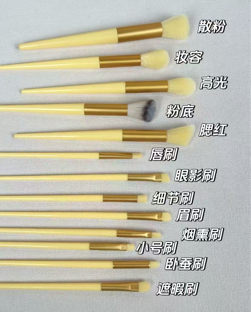  新款化妆刷套装动物毛散粉腮红刷粉底刷细节遮瑕眼影刷全套化妆白底实物图
