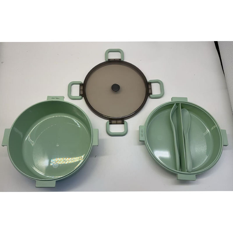 喜望上班族分格圆形双层饭盒户外便携塑料餐盒水果沙拉盒可微波便当盒细节图