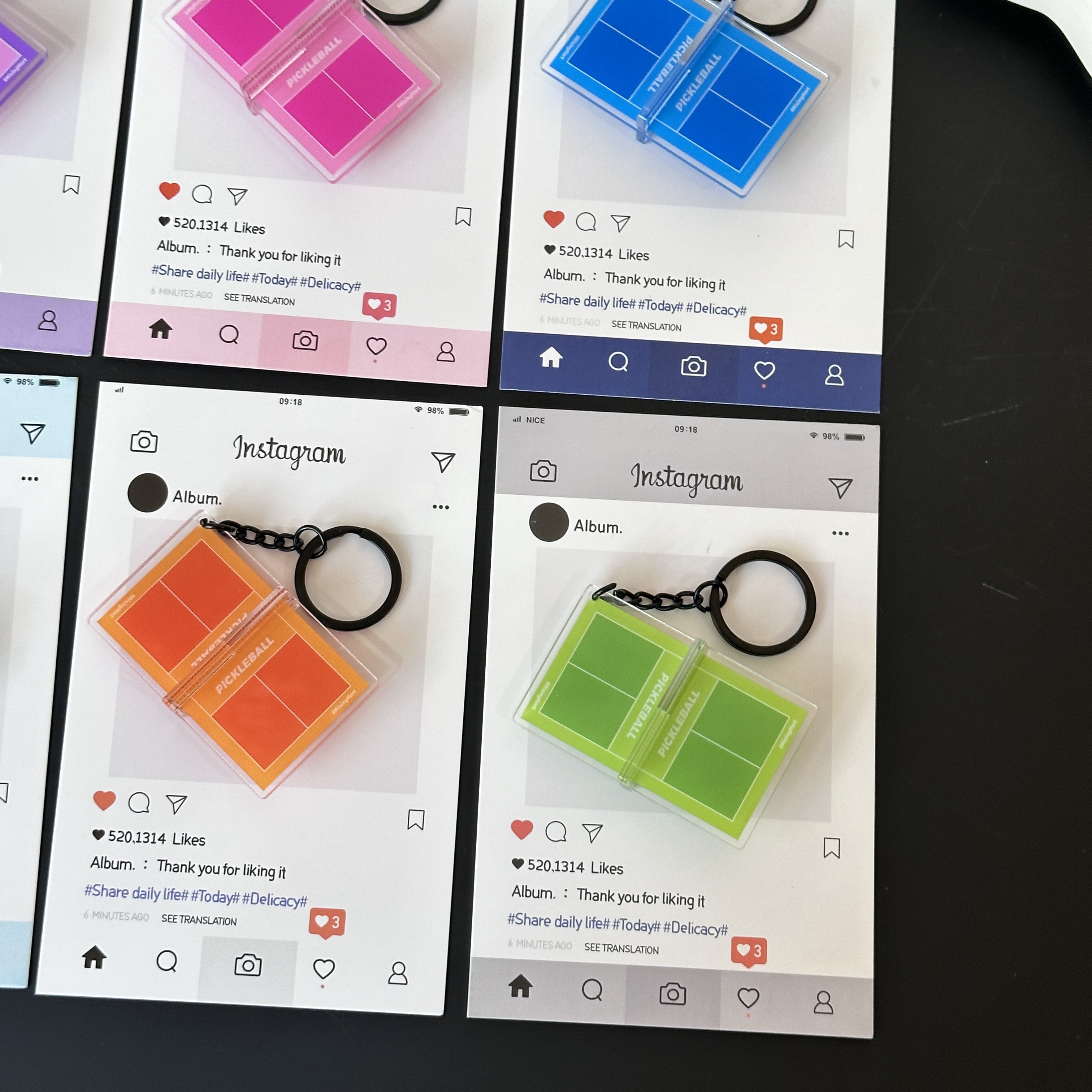 新款跨境亚克力立体匹克球场车钥匙扣纪念品包包挂件文创礼品挂饰详情7