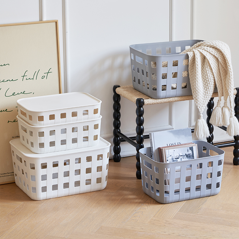 #3001-3012 有盖/无盖 格纹收纳筐产品图