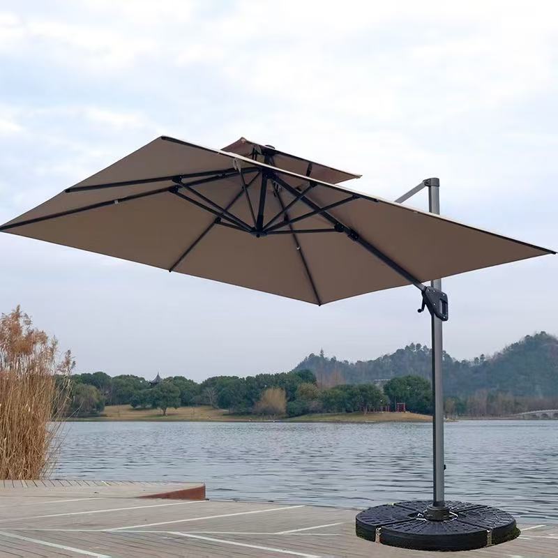 户外遮阳伞别墅庭院遮阳伞室外LED带灯罗马伞露天户外大伞太阳伞