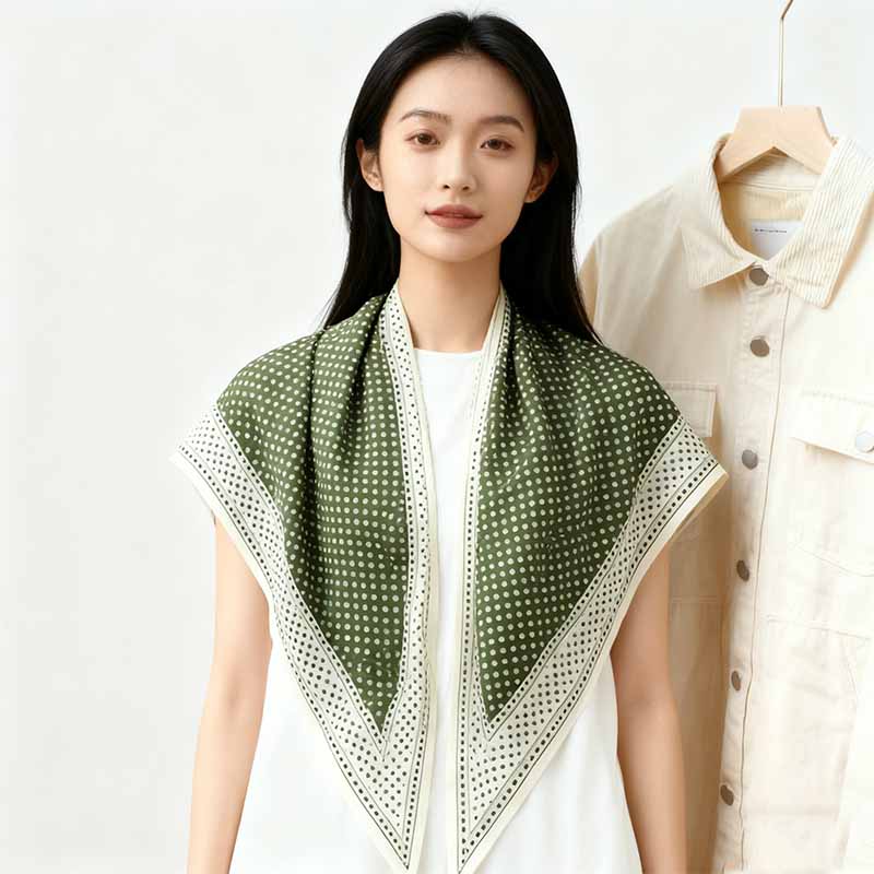 The new silk scarf is a versatile and fashionable printed square scarf, triangular scarf and shawl. It is a trendy accessory for spring, summer, autumn and winter