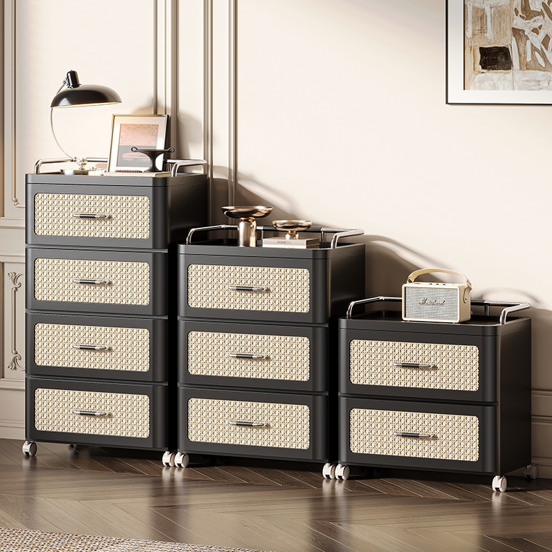 #7288-7290 中古皮纹把手床头柜