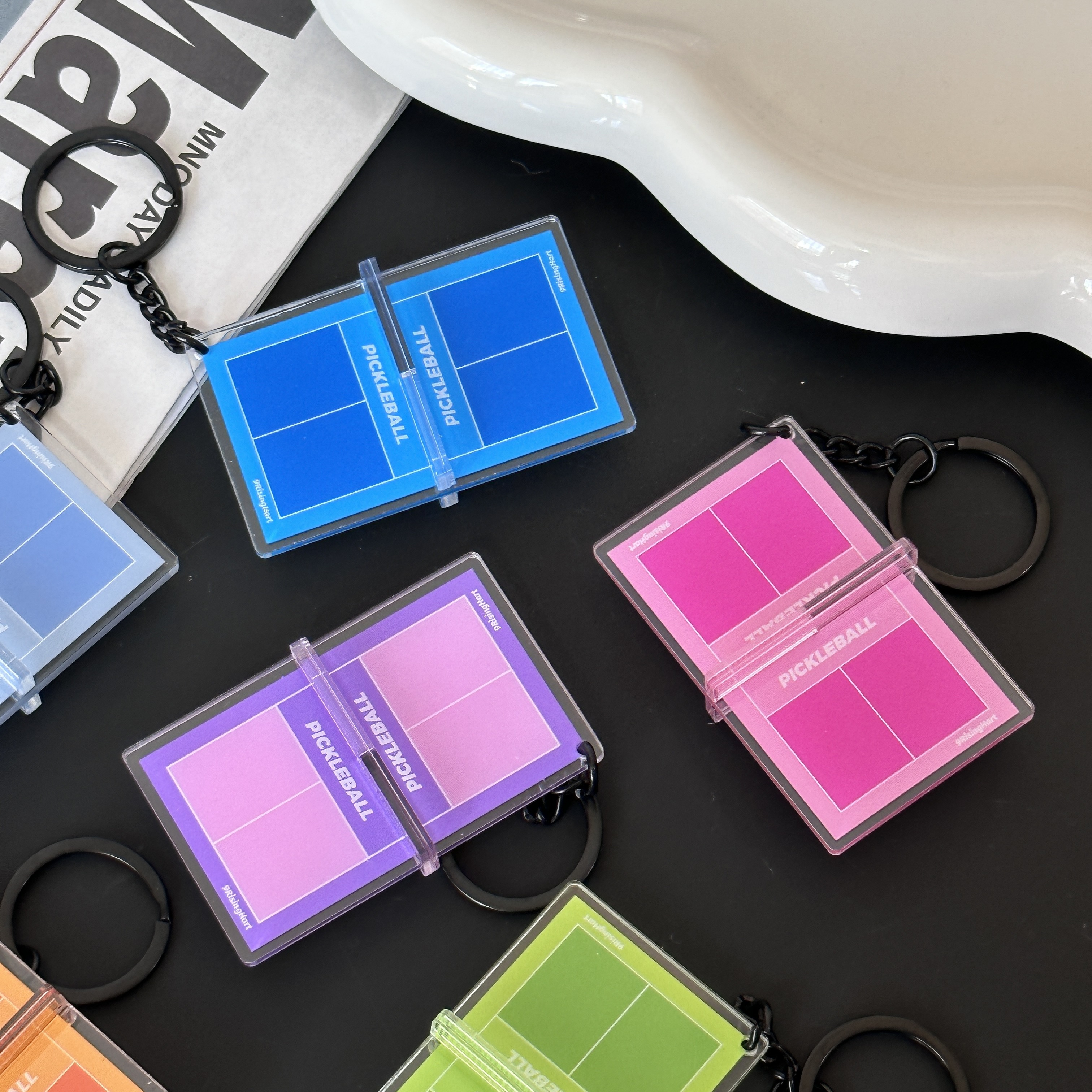 新款跨境亚克力立体匹克球场车钥匙扣纪念品包包挂件文创礼品挂饰详情10