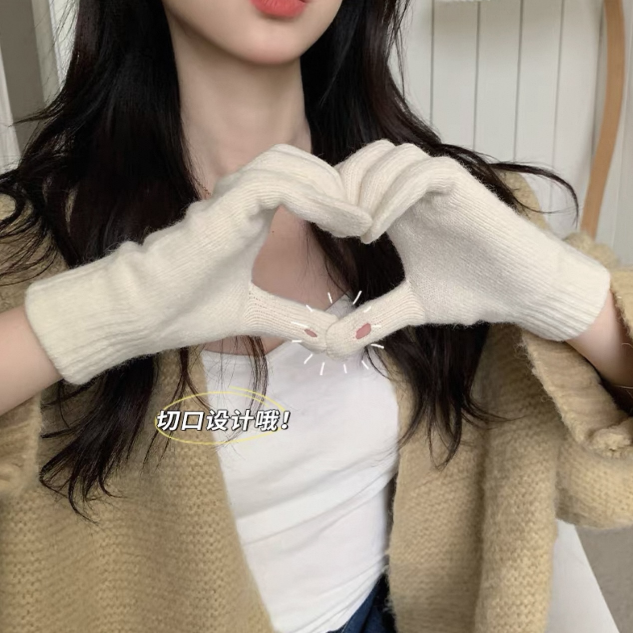 手套儿童冬季可爱/儿童防滑手套/手套学生挂脖卡通/布丁猴手套/冬季手套细节图