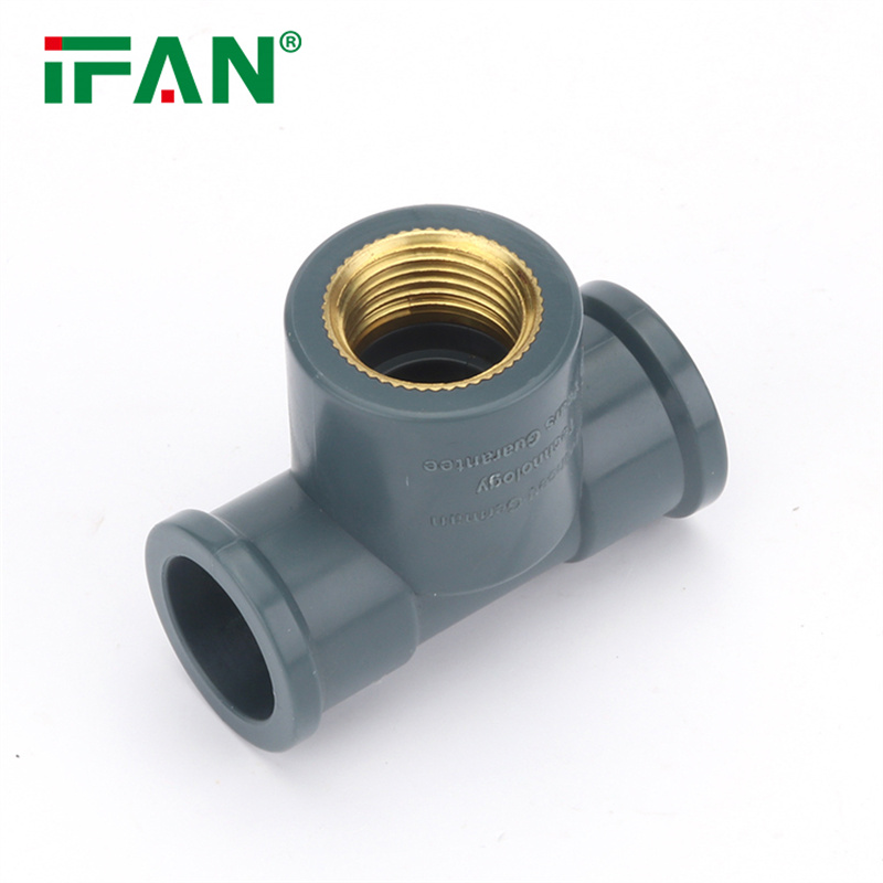 IFAN NBR UPVC Plumbing Pipe Connect Coupling Tee PVC Fitting白底实物图