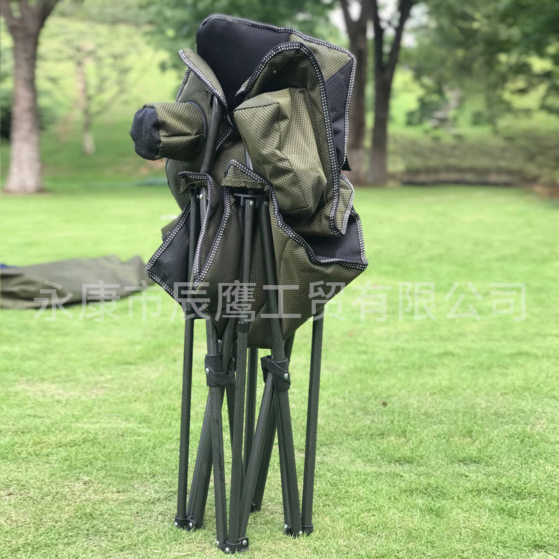 户外野营折叠椅便携保温休闲椅加厚牛津布沙滩椅舒适靠背钓鱼椅白底实物图