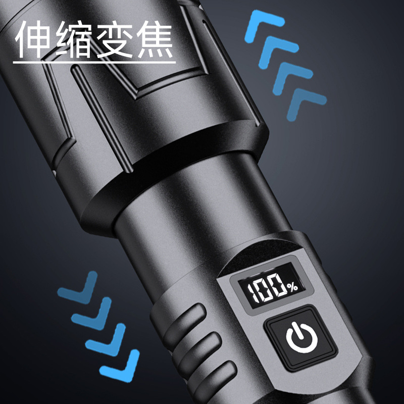 New outdoor white laser flashlight with strong light, electric display, multi-functional power output, emergency hand light for hiking and camping pic 3
