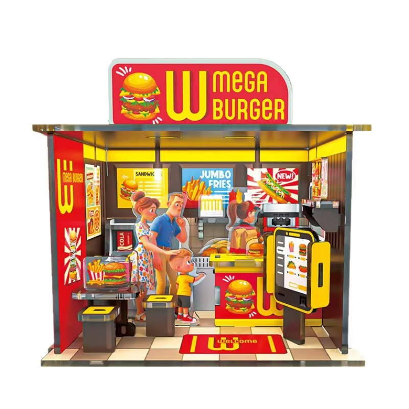 微缩模型屋场景摆件小屋积木创意手工DIY亚克力模型灯光摆件玩具礼品拼图细节图