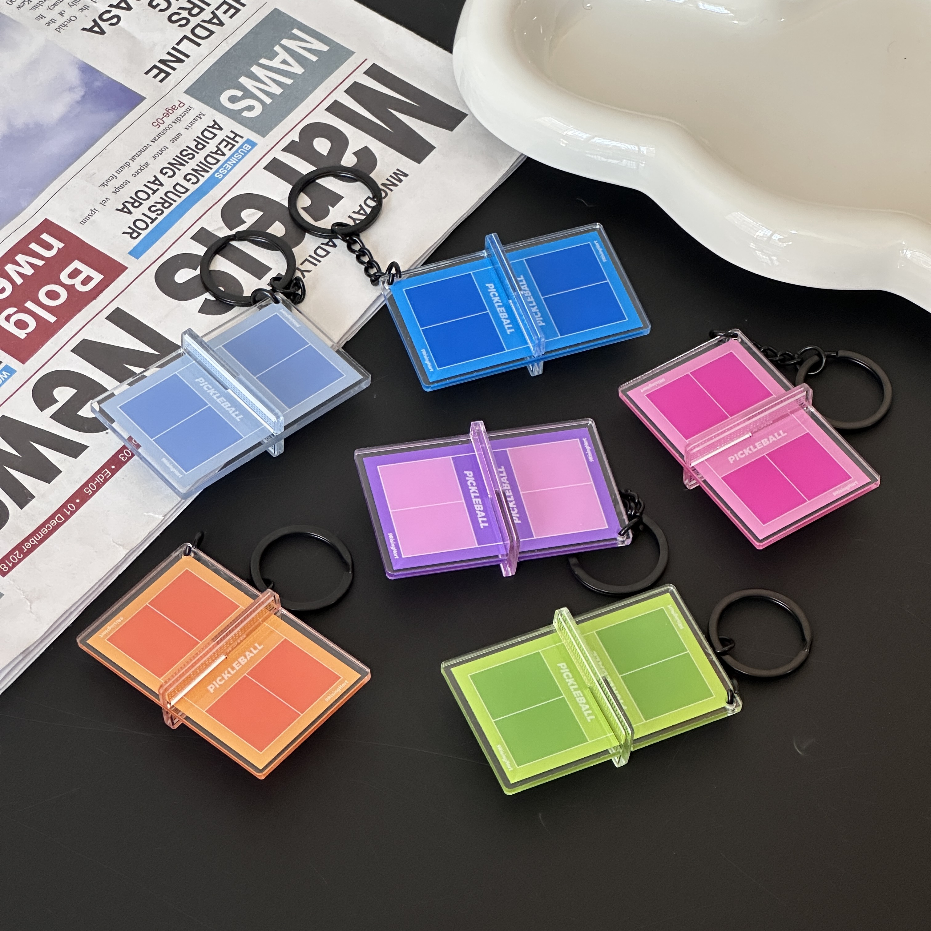 新款跨境亚克力立体匹克球场车钥匙扣纪念品包包挂件文创礼品挂饰详情6