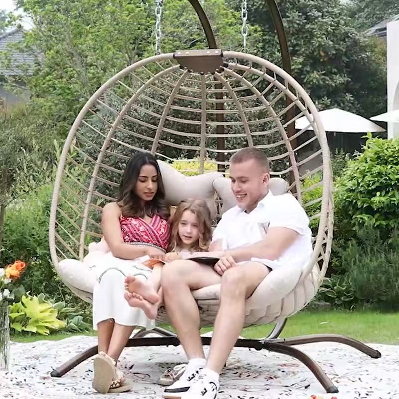 户外单人藤编吊篮双人吊椅阳台庭院民宿休闲秋千细节图