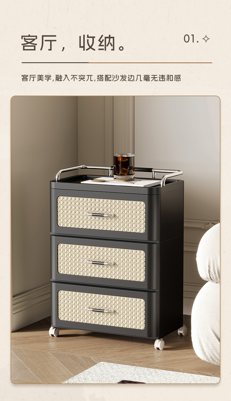 #7288-7290 中古皮纹把手床头柜详情11