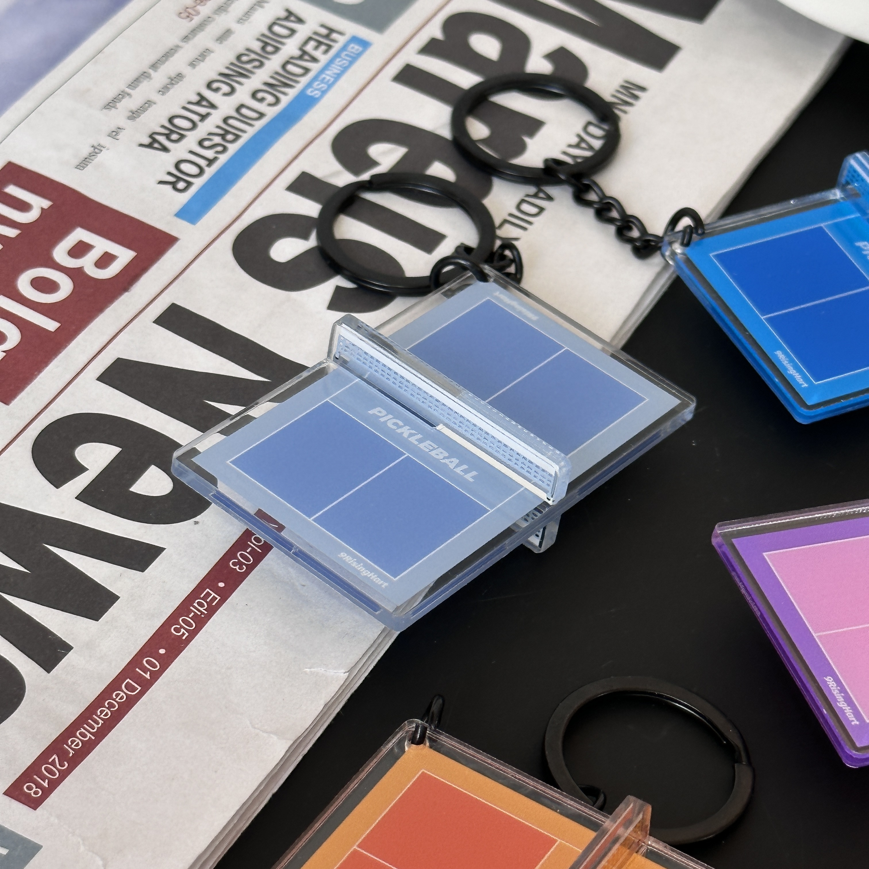 新款跨境亚克力立体匹克球场车钥匙扣纪念品包包挂件文创礼品挂饰详情9