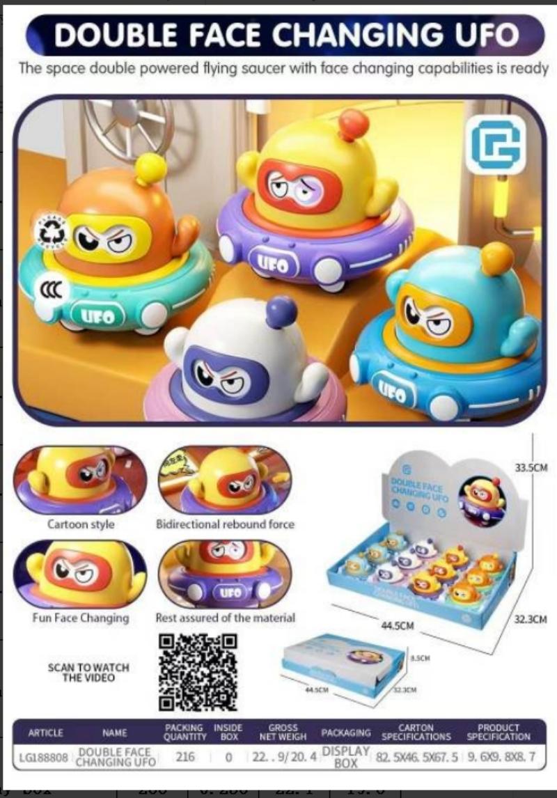 展示盒 儿童玩具车双向回力车飞碟车变脸卡通益智惯性小汽车滑行宝宝 216只/箱 18盒,每盒12只
