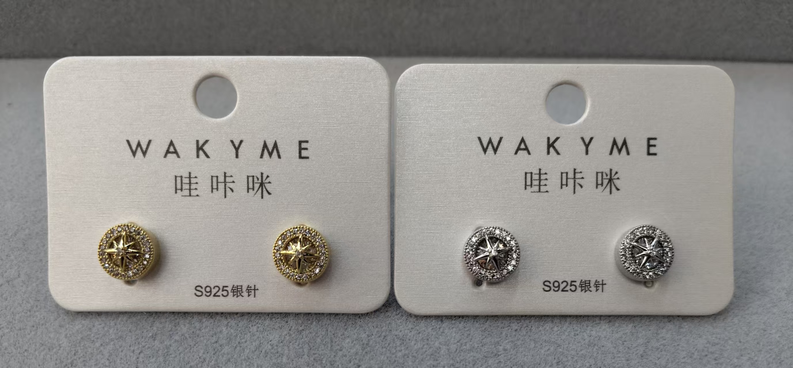 Waka Mi 2025 New Star Stud earrings, S925 silver needle, gold and silver dual-color zircon shining, exquisite design brightening your daily outfits.
