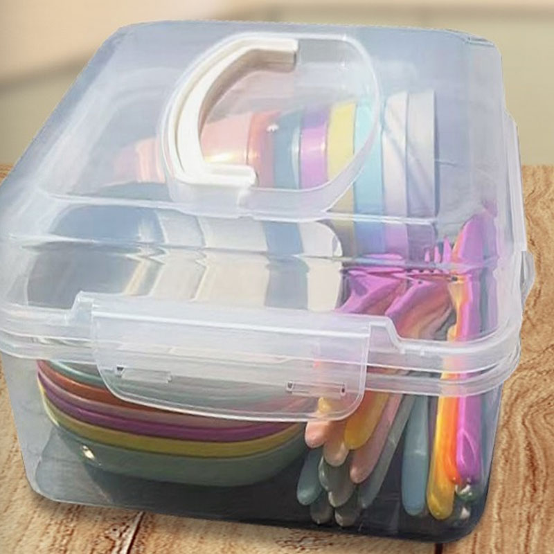  喜望简约8件套装碟盘杯子刀叉勺便携盒