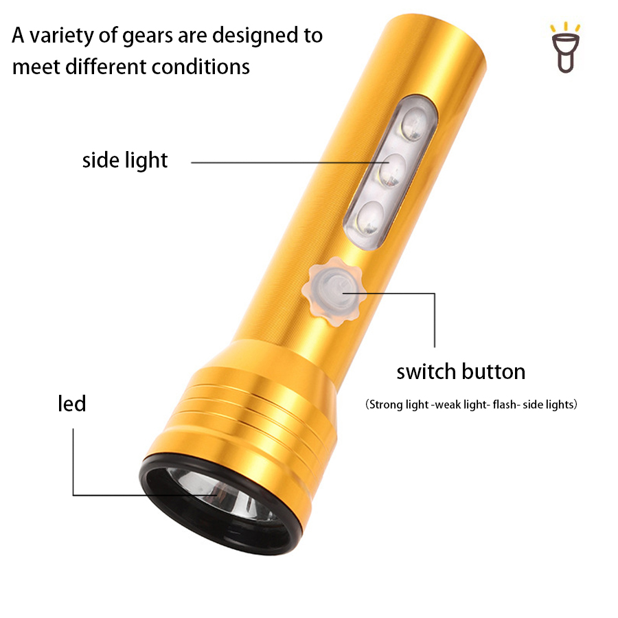 Probe point strong light flashlight, ultra-bright, rechargeable, long battery life, portable, multi-functional, emergency home, outdoor lighting, handheld lamp, searchlight, flashlight, small flashlight Item Picture