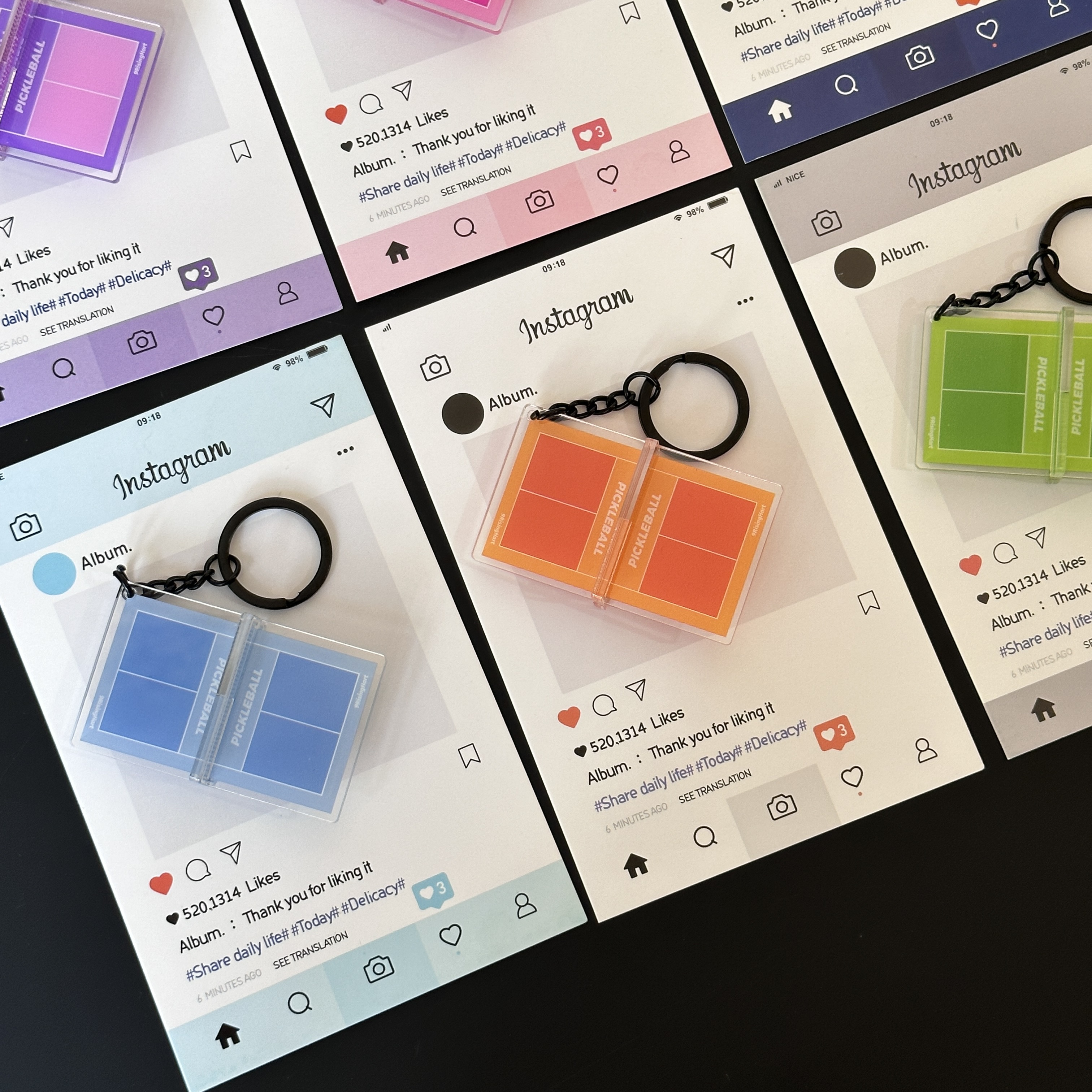 新款跨境亚克力立体匹克球场车钥匙扣纪念品包包挂件文创礼品挂饰详情8