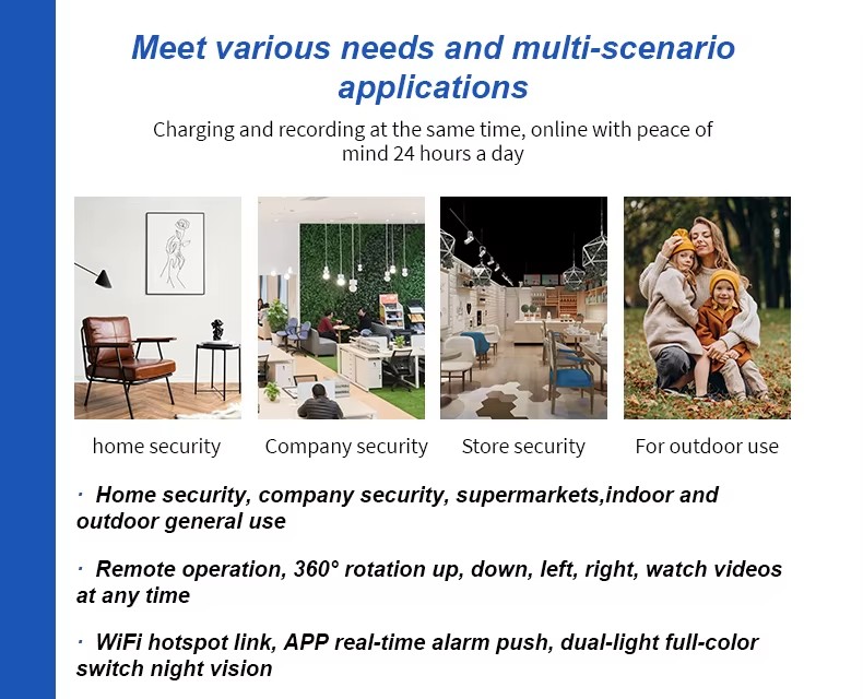 360° panoramic pan-tilt high-definition night vision two-way communication home remote monitor with screen surveillance camera pic 13