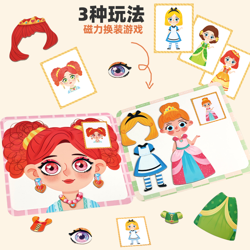 New children's book holders, magnetic puzzles, cross-border face-changing animals, traffic characters, numbers, letters, refrigerators, Christmas magnetic stickers, princess dress-up stickers, early education, cognitive and educational toys Application Scenario